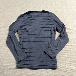 Smartwool Boys 100% merino wool Blue Black Crewneck Long Sleeve Sweater Small